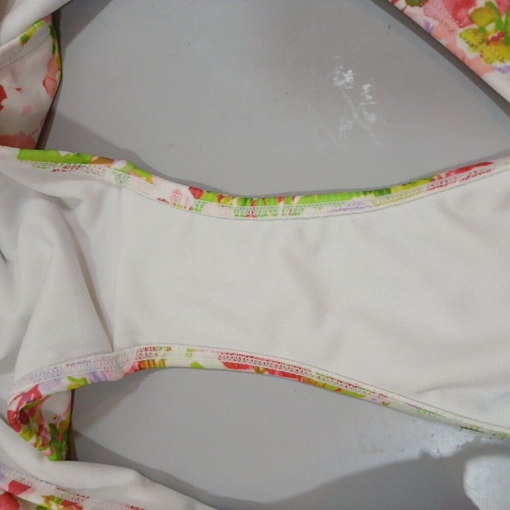 Shade & Shore Large 12-14 Multi Floral Side Ring High Leg Bikini Swim Bottom - Picture 4 of 5